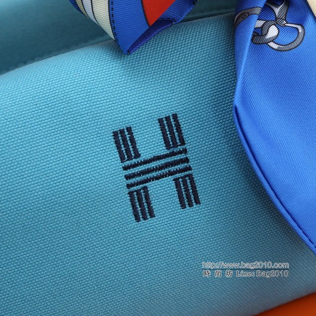 Hermes女包 愛馬仕飯盒包 Trousse Bride-A-Brace Hermes帆布便當包 湖水綠  tdh2157